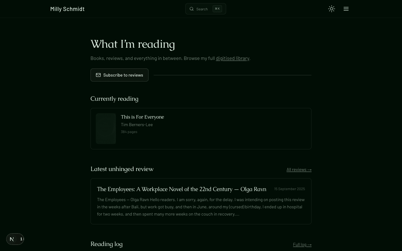 Screenshot of What I'm reading